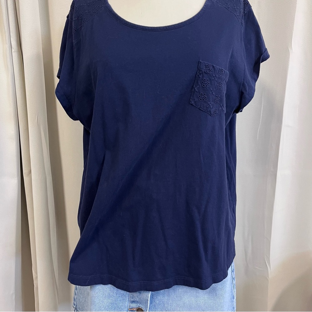 Croft & Barrow Navy Blue Women's Top